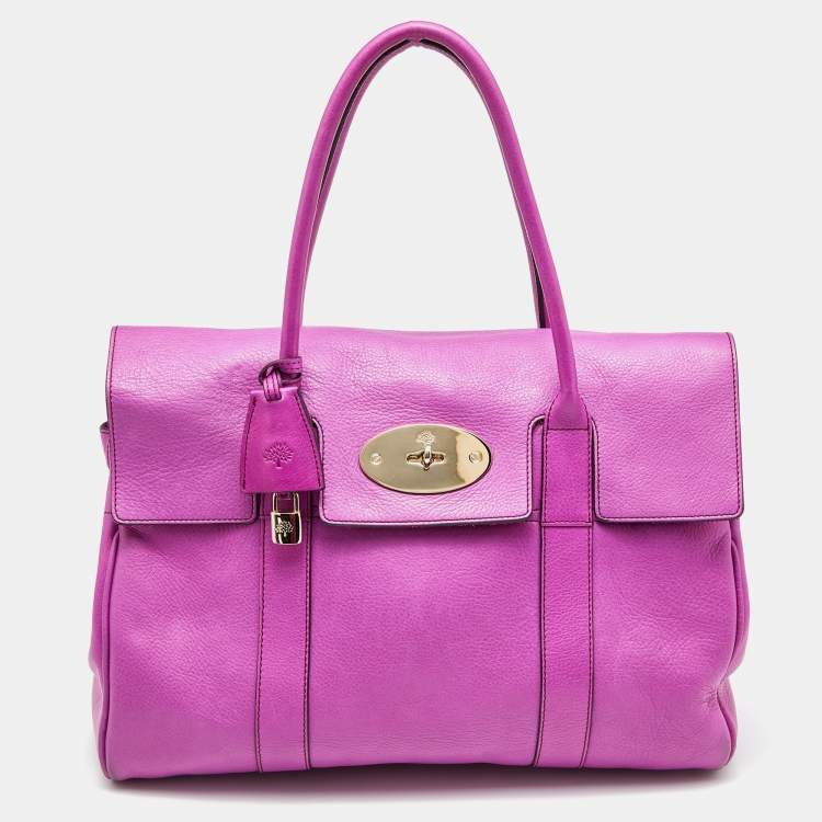 Pre Owned Mulberry Purple Leather Bayswater Satchel