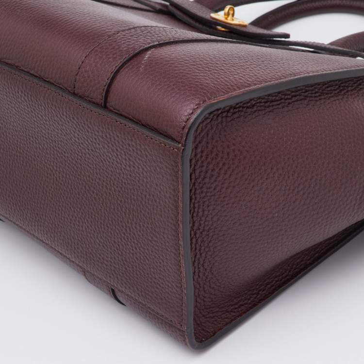 Pre Owned Mulberry Oxbood Grained Leather Small Zipped Bayswater Tote