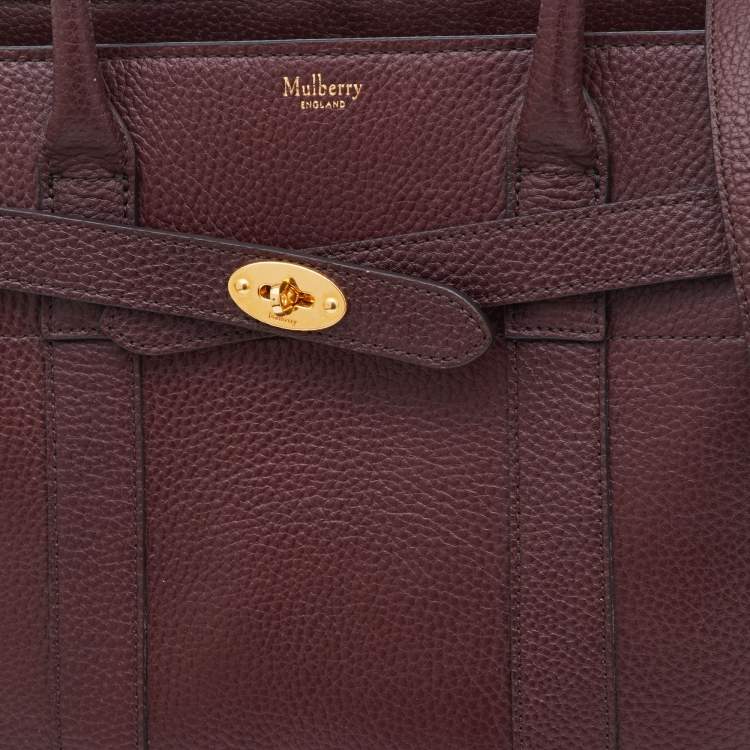 Pre Owned Mulberry Oxbood Grained Leather Small Zipped Bayswater Tote
