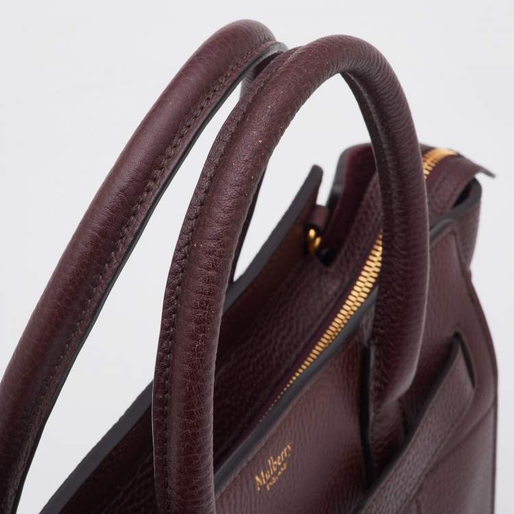 Pre Owned Mulberry Oxbood Grained Leather Small Zipped Bayswater Tote
