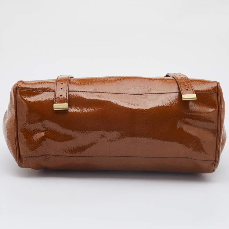 Pre Owned Mulberry Tan Patent Leather Oversized Alexa Satchel