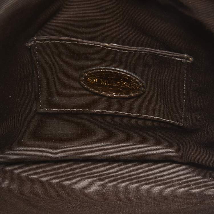 Pre Owned Mulberry Gold Watersnake Leather Maggie Clutch