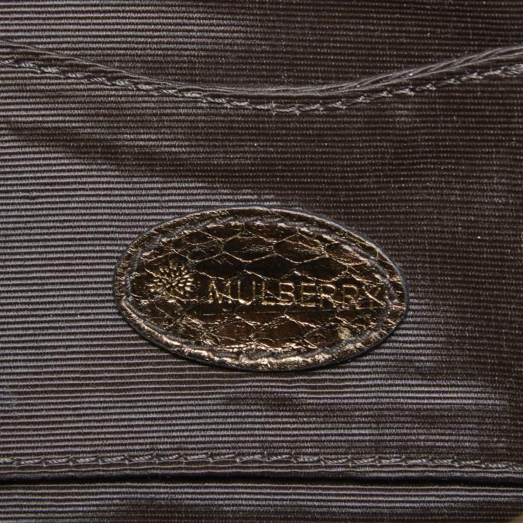 Pre Owned Mulberry Gold Watersnake Leather Maggie Clutch