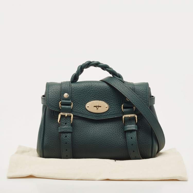 Pre Owned Mulberry Green Leather Mini Alexa Top Handle Bag