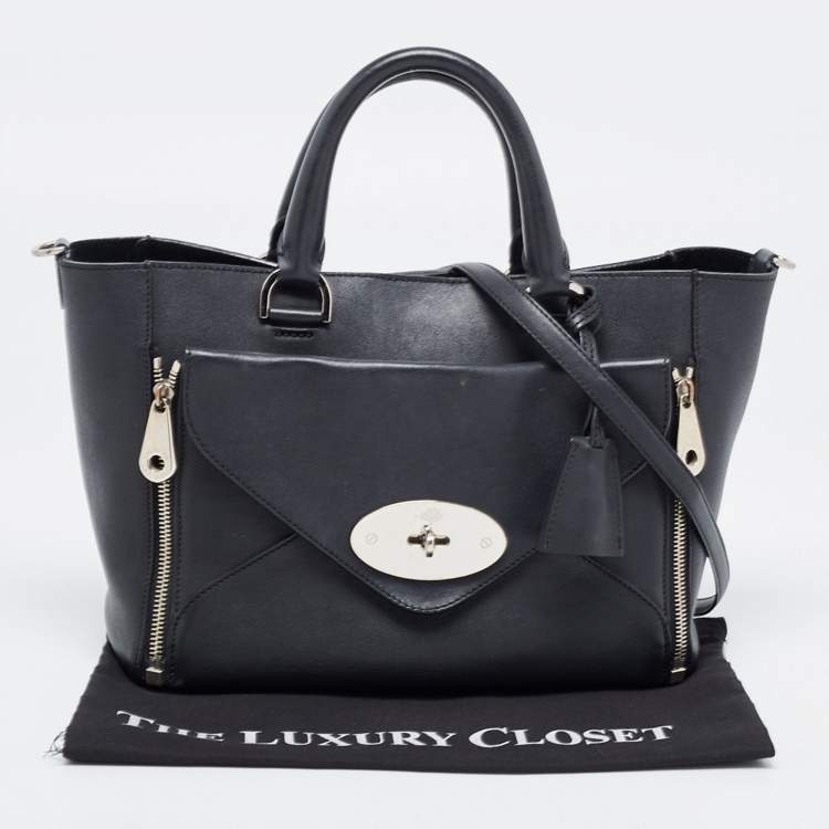 Pre Owned Mulberry Black Leather Willow Tote