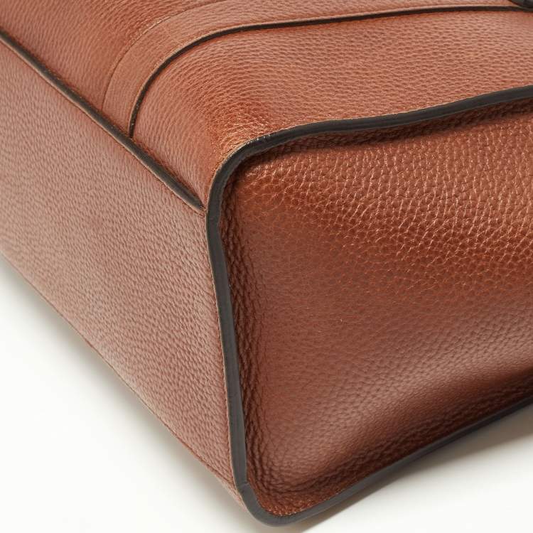 Pre Owned Mulberry Tan Grained Leather Small Zipped Bayswater Tote