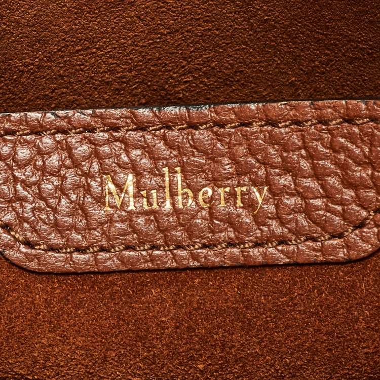 Pre Owned Mulberry Tan Grained Leather Small Zipped Bayswater Tote