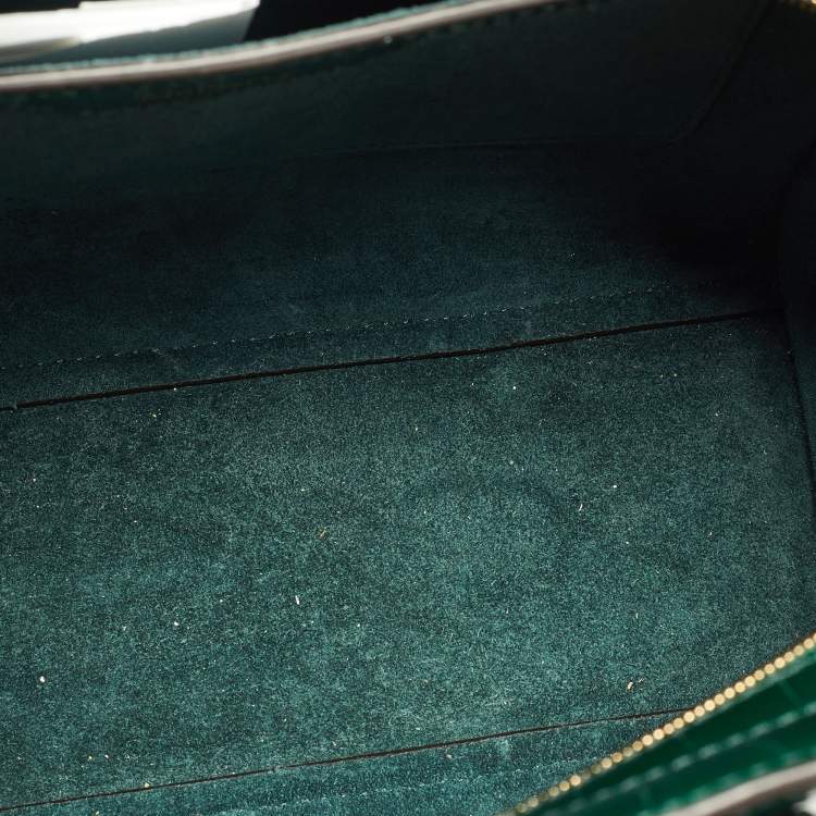 Pre Owned Mulberry Green Croc Embossed Leather Mini Zipped Bayswater Tote