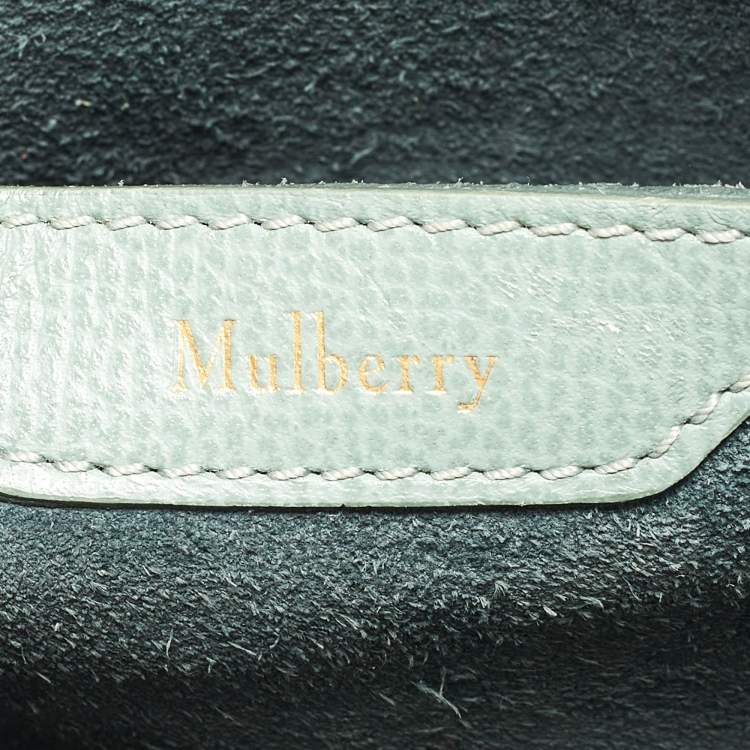 Pre Owned Mulberry Antique Blue Grained Leather Small Zipped Bayswater Tote