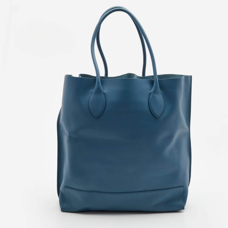 Pre Owned Mulberry Steel Blue Leather Blossom Tote