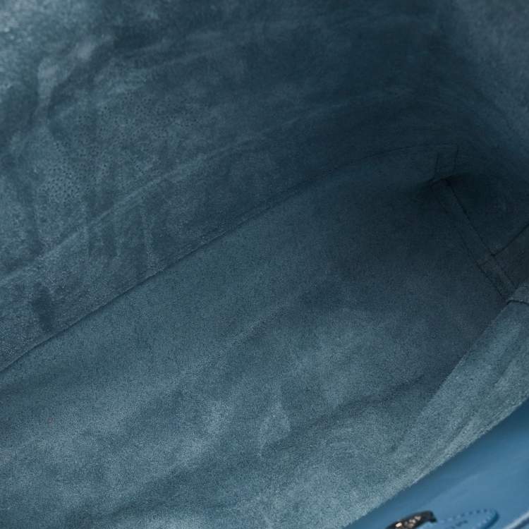 Pre Owned Mulberry Steel Blue Leather Blossom Tote