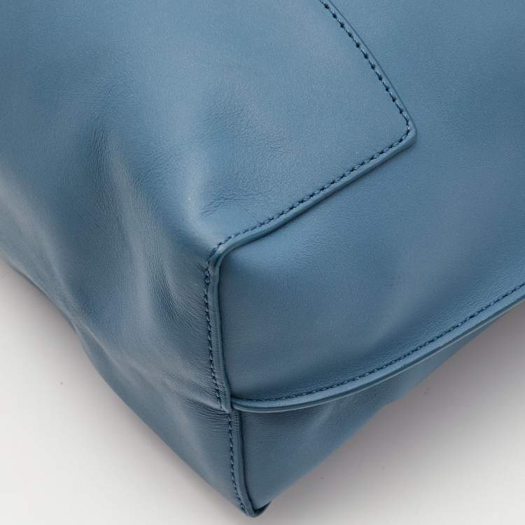 Pre Owned Mulberry Steel Blue Leather Blossom Tote