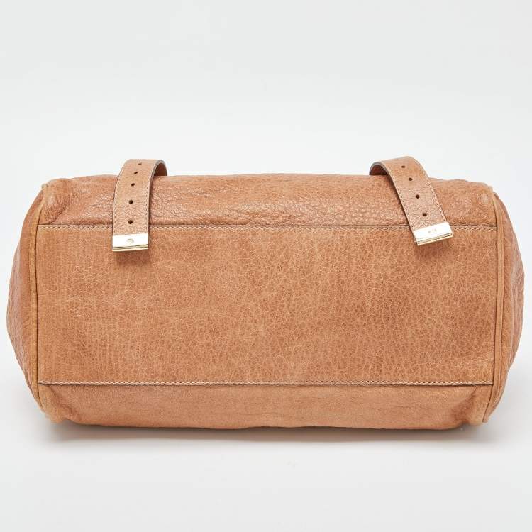Pre Owned Mulberry Beige Leather Teddy Alexa Satchel