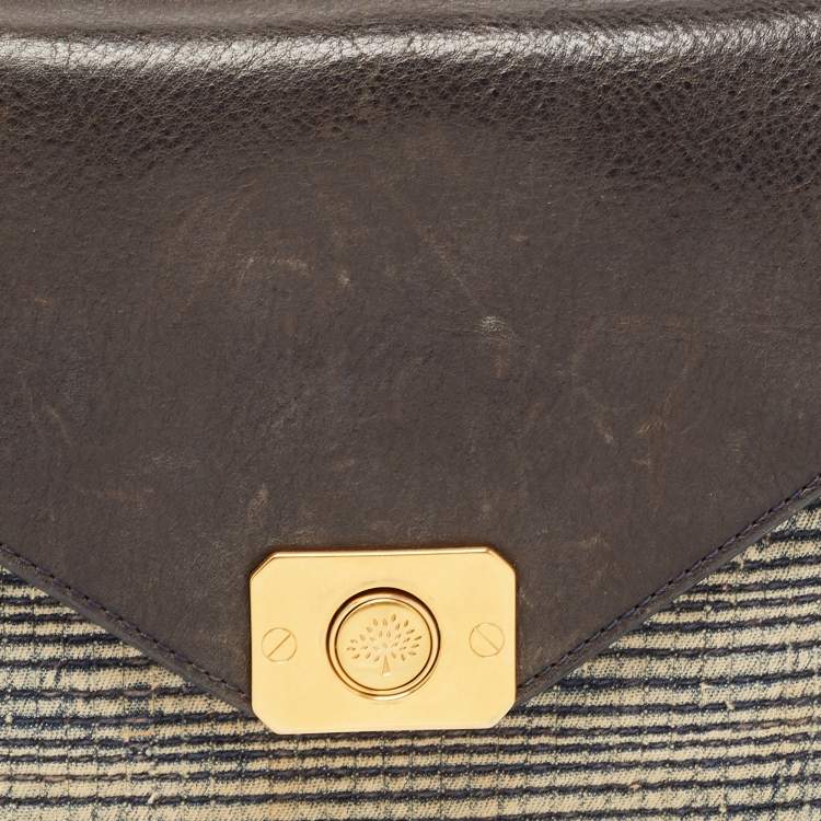 Pre Owned Mulberry Navy Blue/Denim and Leather Delphie Duo Flap Shoulder Bag
