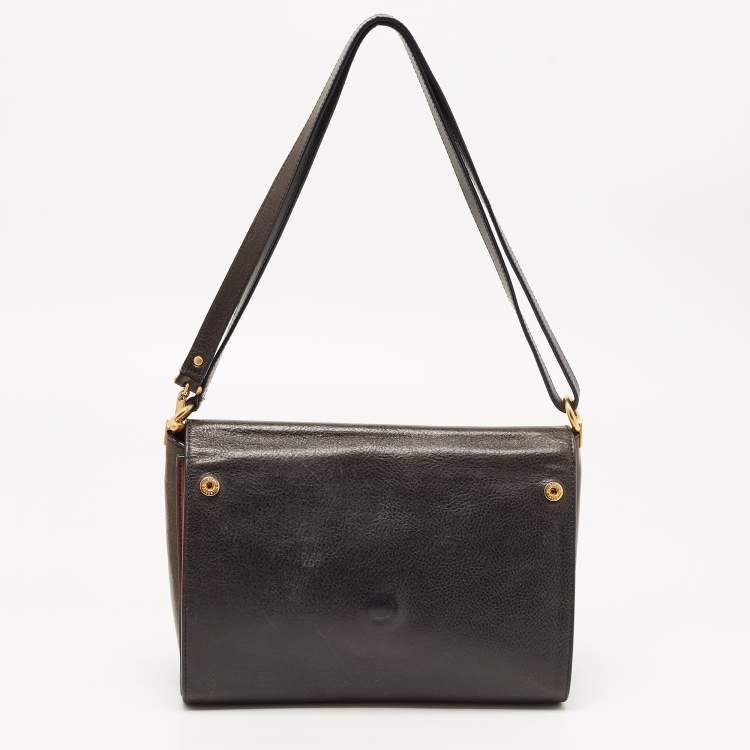 Pre Owned Mulberry Navy Blue/Denim and Leather Delphie Duo Flap Shoulder Bag