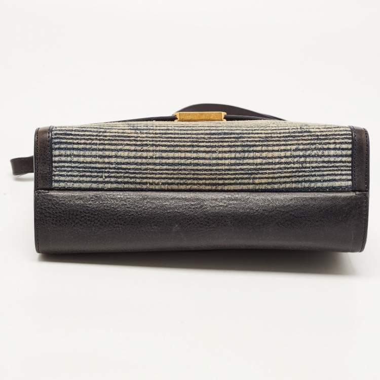 Pre Owned Mulberry Navy Blue/Denim and Leather Delphie Duo Flap Shoulder Bag