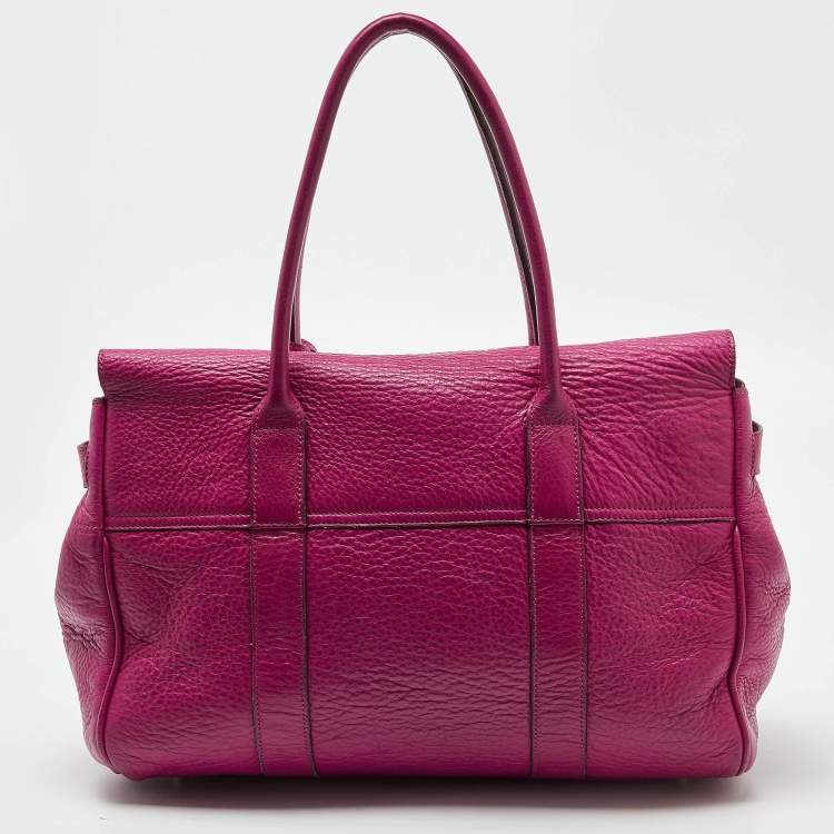 Pre Owned Mulberry Fuschia Grained Leather Bayswater Satchel
