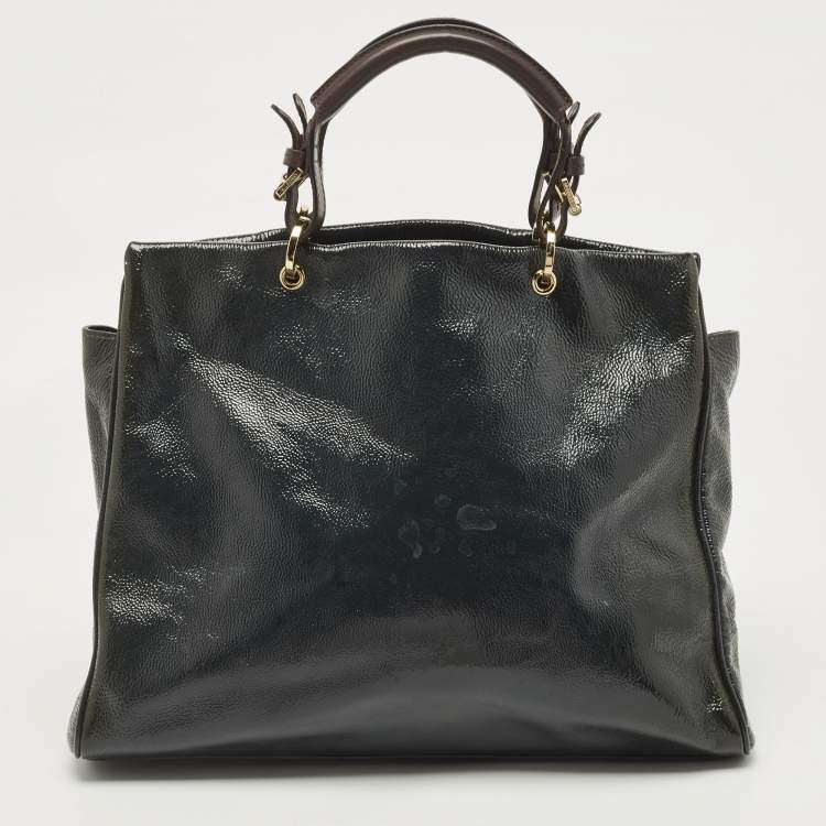 Pre Owned Mulberry Dark Grey Patent and Leather Neely Tote