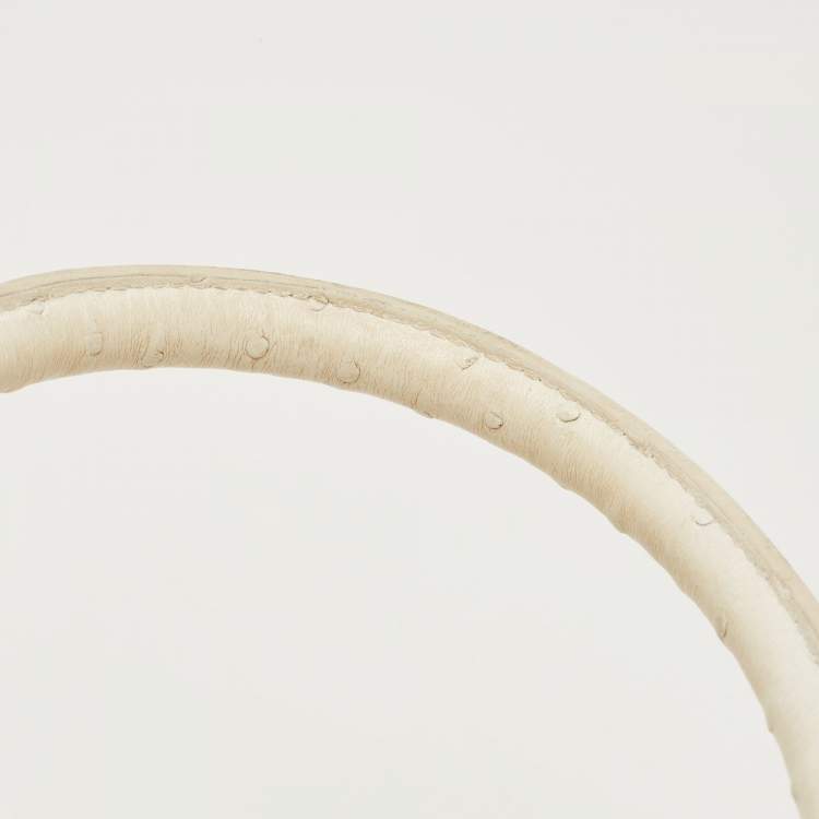 Pre Owned Mulberry White Ostrich Embossed and Leather Willow Tote