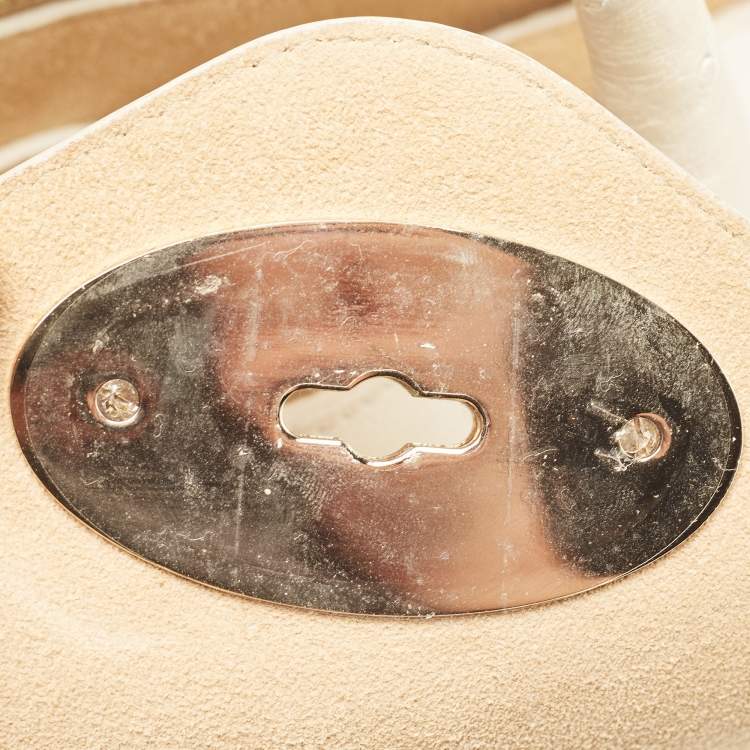 Pre Owned Mulberry White Ostrich Embossed and Leather Willow Tote