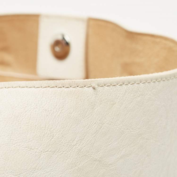 Pre Owned Mulberry White Ostrich Embossed and Leather Willow Tote