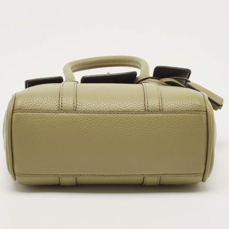 Pre Owned Mulberry Olive Green Leather Mini Bayswater Satchel