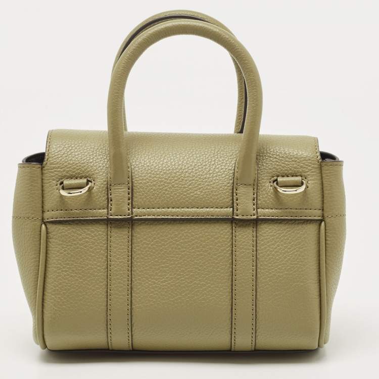 Pre Owned Mulberry Olive Green Leather Mini Bayswater Satchel