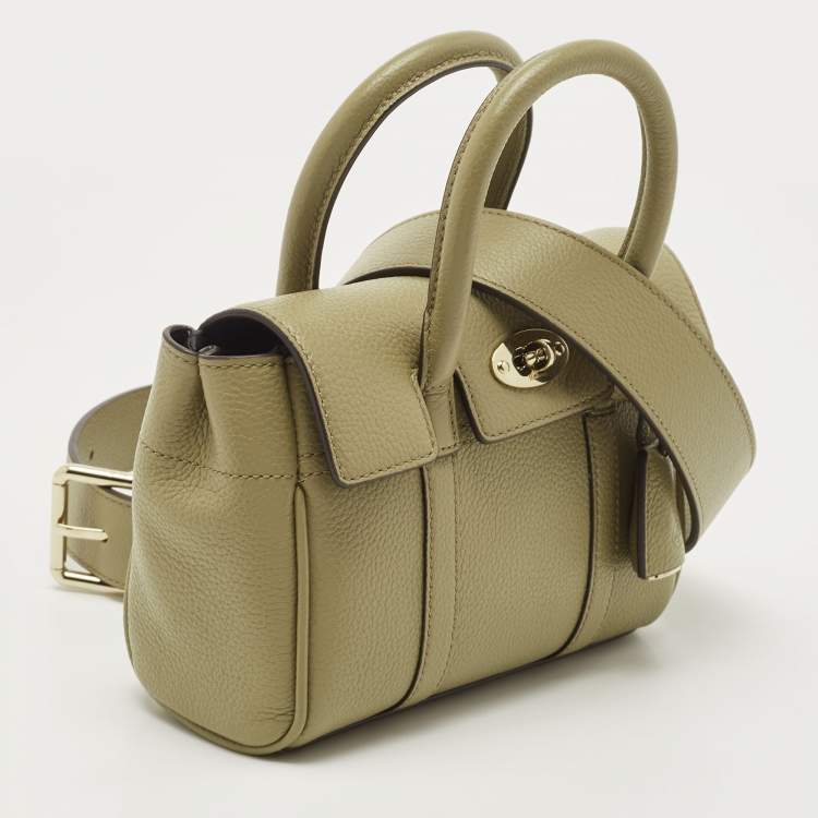 Pre Owned Mulberry Olive Green Leather Mini Bayswater Satchel