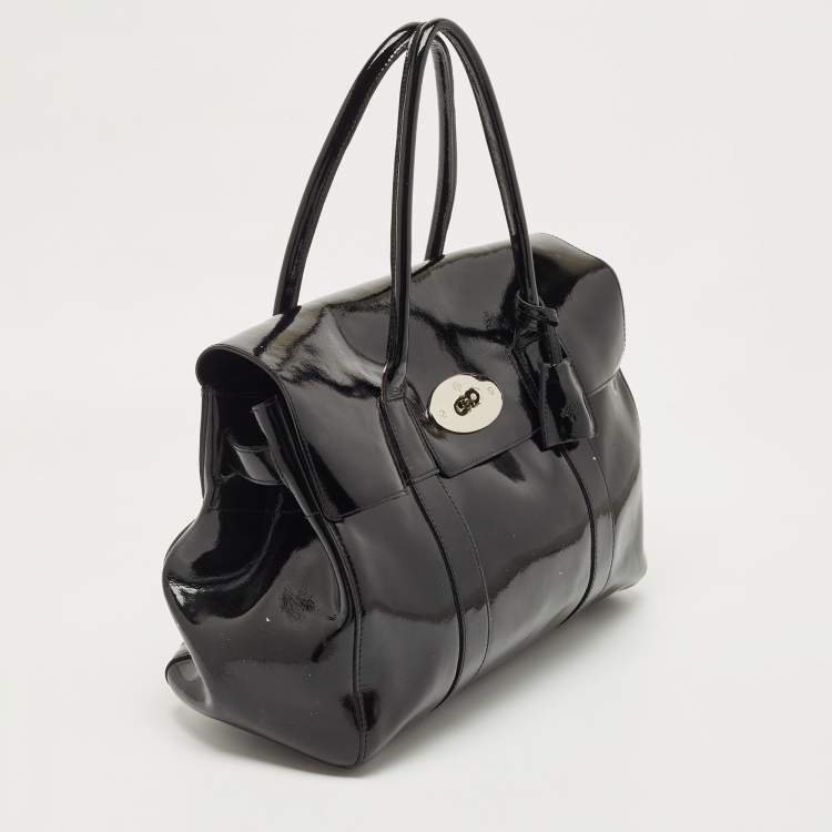 Pre Owned Mulberry Black Patent Leather Bayswater Satchel