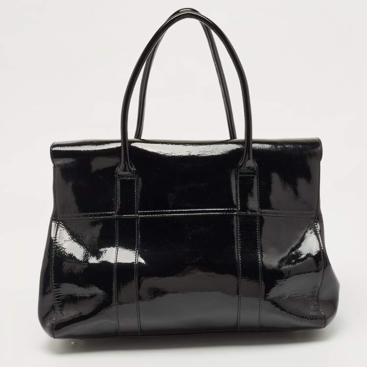 Pre Owned Mulberry Black Patent Leather Bayswater Satchel
