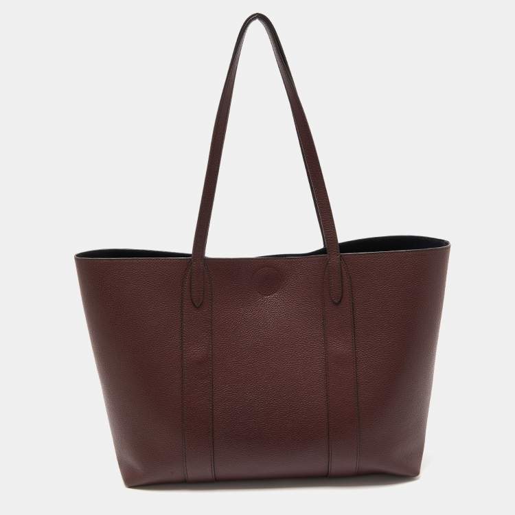 Pre Owned Mulberry Burgundy Leather Small Bayswater Shopper Tote