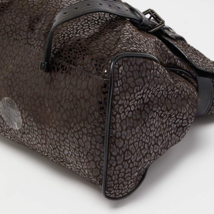 Pre Owned Mulberry Brown/Black Textured Suede and Leather Oversized Alexa Bag