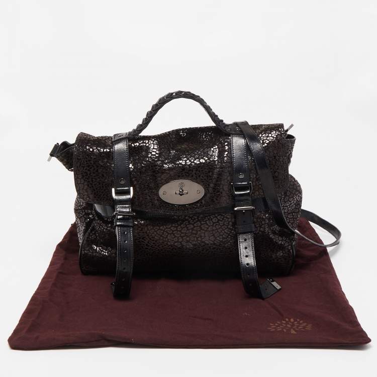 Pre Owned Mulberry Brown/Black Textured Suede and Leather Oversized Alexa Bag
