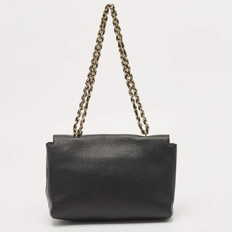 Pre Owned Mulberry Black Leather Medium Lily Shoulder Bag