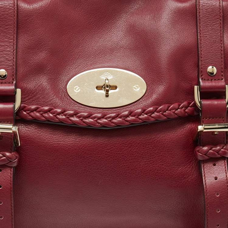 Pre Owned Mulberry Burgundy Leather Oversized Alexa Top Handle Bag