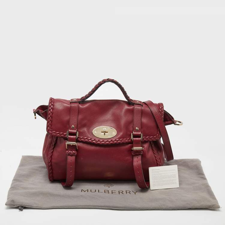 Pre Owned Mulberry Burgundy Leather Oversized Alexa Top Handle Bag