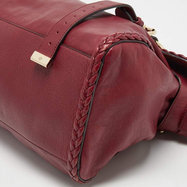 Pre Owned Mulberry Burgundy Leather Oversized Alexa Top Handle Bag