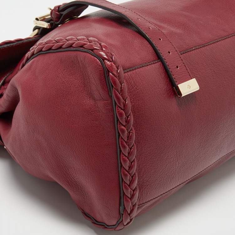 Pre Owned Mulberry Burgundy Leather Oversized Alexa Top Handle Bag