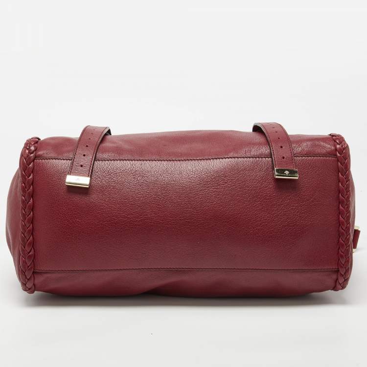 Pre Owned Mulberry Burgundy Leather Oversized Alexa Top Handle Bag