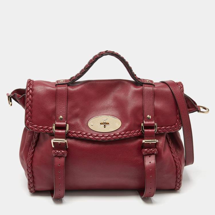 Pre Owned Mulberry Burgundy Leather Oversized Alexa Top Handle Bag
