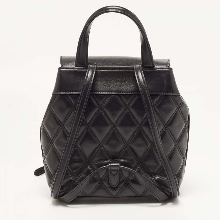 Pre Owned Mulberry Black Quilted Leather Mini Bayswater Backpack