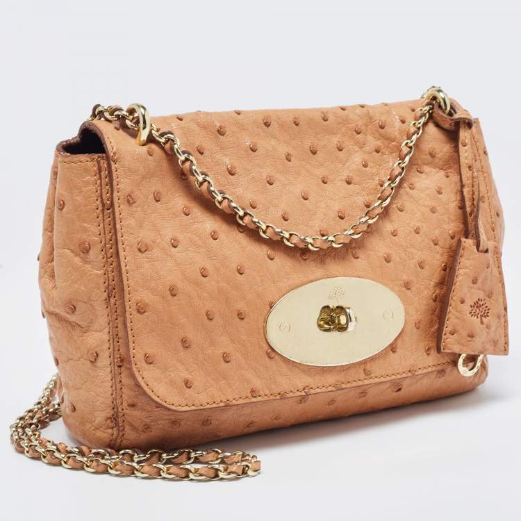 Pre Owned Mulberry Brown Ostrich Lily Shoulder Bag