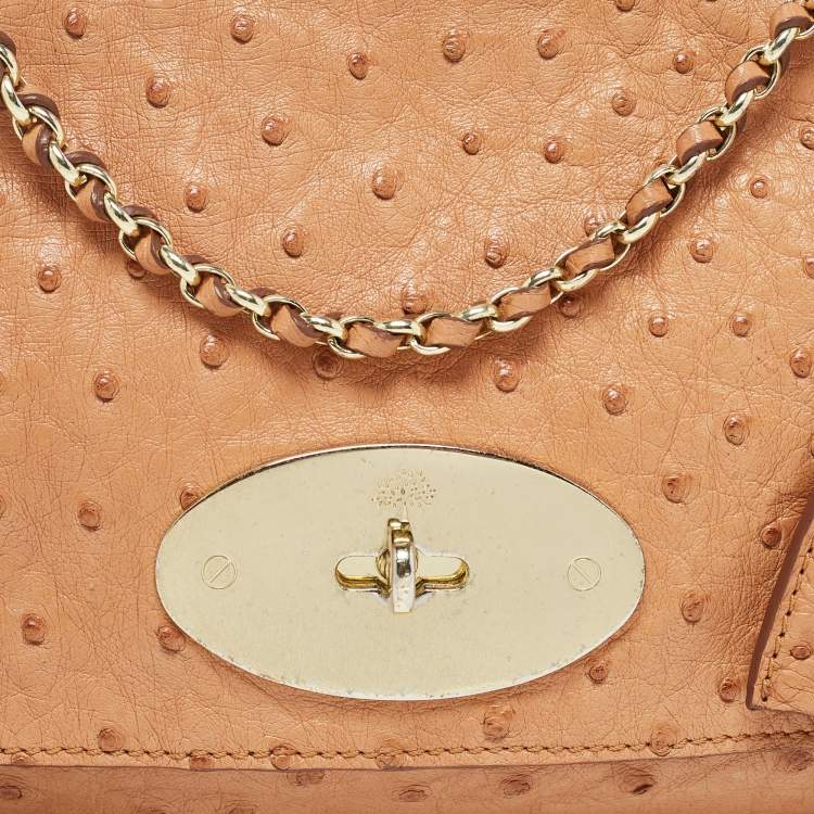 Pre Owned Mulberry Brown Ostrich Lily Shoulder Bag