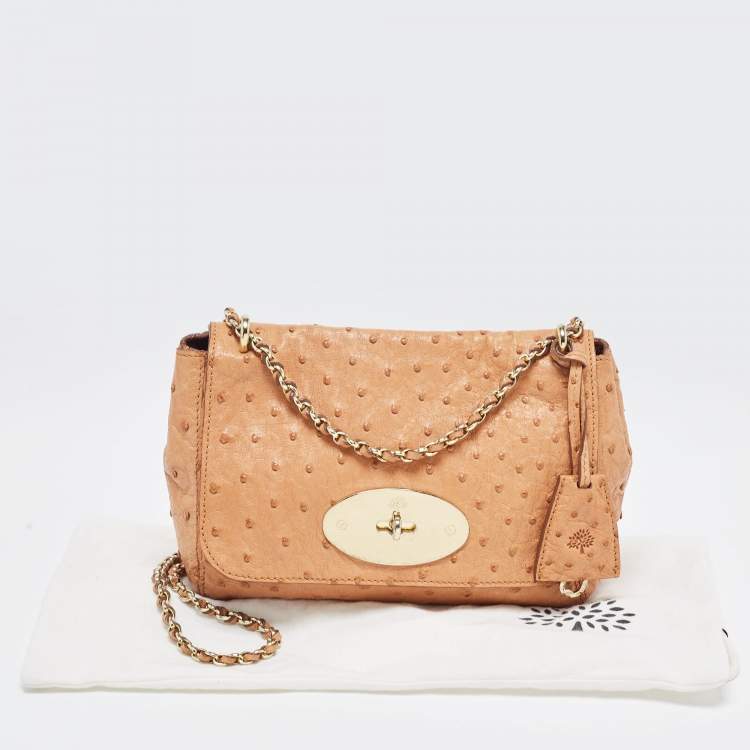 Pre Owned Mulberry Brown Ostrich Lily Shoulder Bag