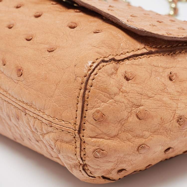 Pre Owned Mulberry Brown Ostrich Lily Shoulder Bag