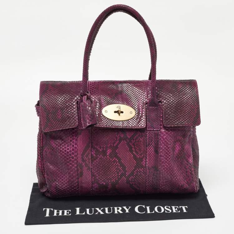 Pre Owned Mulberry Purple Python Bayswater Satchel