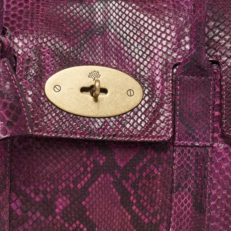 Pre Owned Mulberry Purple Python Bayswater Satchel