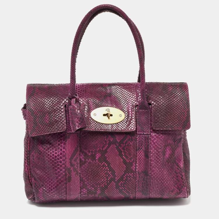 Pre Owned Mulberry Purple Python Bayswater Satchel