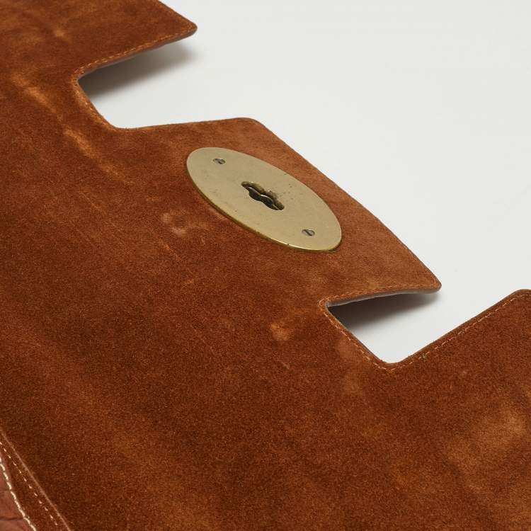 Pre Owned Mulberry Brown Croc Embossed Leather Bayswater Satchel