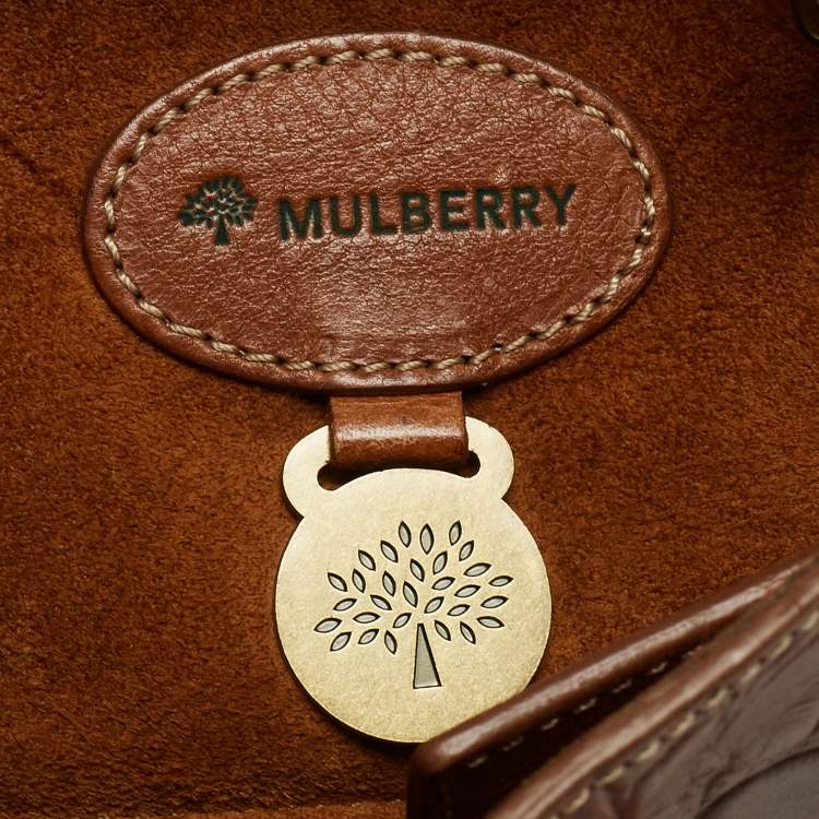Pre Owned Mulberry Brown Croc Embossed Leather Bayswater Satchel